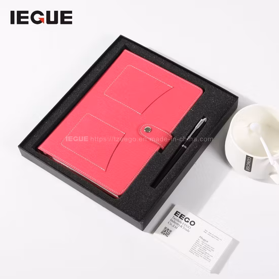 Cuaderno encuadernado en cuero de PU Diario de cuero personalizado Cuaderno de tapa dura rojo